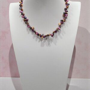 Honora Keshi Pearl Necklace Multicolor Burgundy, Grey & Copper | Sterling Clasp